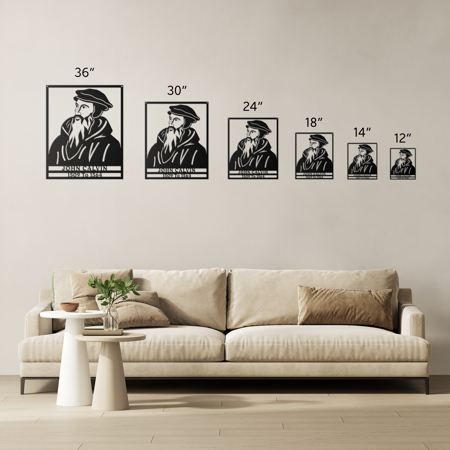 John Calvin Powder Coated Metal Sign - 5 Colors - 6 Sizes